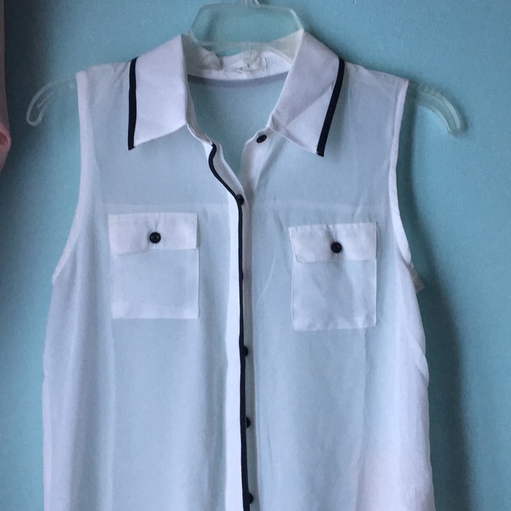 Sleeveless White Blouse